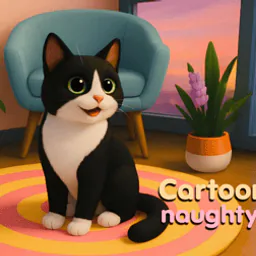 Cartoon cat: naughty kitten