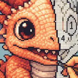 Draw picture by numbers. Pixel Art.